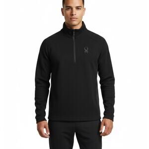 Spyder Outbound 1/2 Zip Fleece Mens L Black Mock Neck Sporty Techwear Outdoor